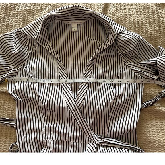Diane Von Furstenberg Striped Wrap Dress 100% Cotton Size 6 - Picture 6 of 7